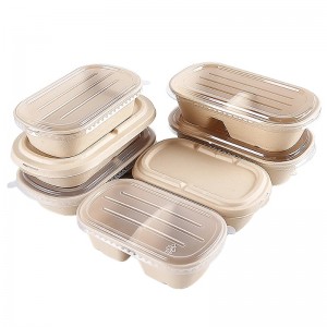 Owalne pudełka do fast foodów na wynos Biodegradowalne pojemniki do pakowania żywności z bagassy z przezroczystą pokrywą