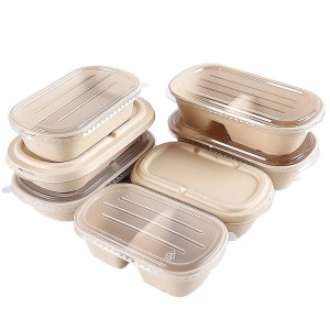 Take away fast food boxions bagasse food packing contains with clear cover comstoable cutanter
