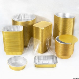 Własna restauracja używana do recyklingu żywności tacka do pieczenia talerz złoty srebrny aluminiowy pojemnik z folią spożywczą z pokrywą
